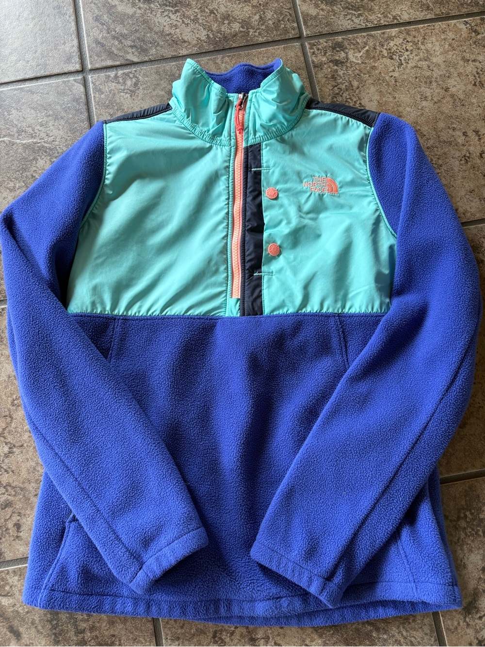 The North Face Royal Blue Fleece Jacket with Light Gray Trim